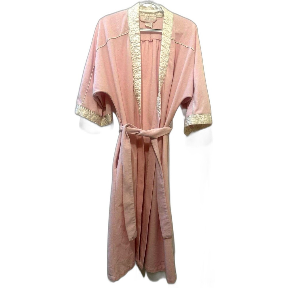 Vintage 1960s Vandemere Pink Satin Trim Robe Retro Lounge Medium Measurements